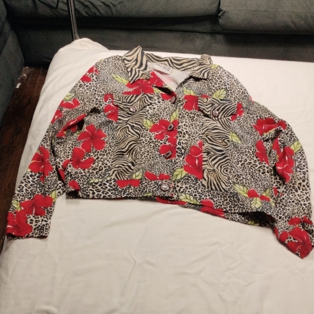 Vintage Nancy Bolen For City Girl Women's Button Up Blouse Size Large